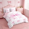 thumbnail image 2 of Erosebridal Dreamy Princess Bow 7-Piece Bedding Comforter Set For Girls,Pink Kawaii Heart Print King Bedding Sets For Kids,Pink Reversible, 2 of 7
