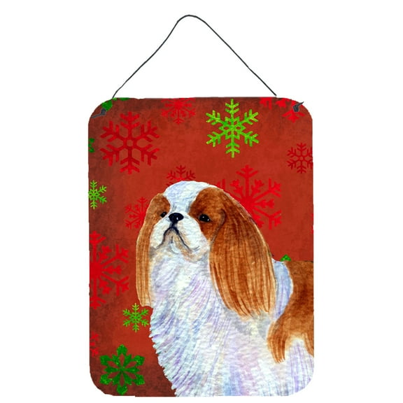 English Toy Spaniel Red Snowflakes Holiday Christmas Wall Door Hanging Prints