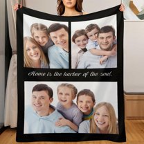 Custom Blanket with Picture Text Personalized Photos Blanket Gifts for Adult Kid Girlfriend Boyfriend Christmas Halloween Fathers Mothers Valentines Day