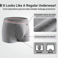 thumbnail image 6 of CARER Mens Incontinence Boxer Briefs 2 Pack Gray Heavy Absorbency Leakproof Washable Underwear for Bladder Control, 6 of 8