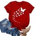 thumbnail image 3 of Ukumplol Graphic Tees for Women Short Sleeve Shirts for Women Women's Butterfly Print Round Neck Short Sleeve T Shirt Top Womens Summer Tops Red 2Xl, 3 of 4