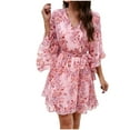 thumbnail image 2 of RYDCOT Dresses for Women 2024 Wedding Guest,Spring Summer Elegant Party Floral Dress Bell Sleeve Vacation Beach Sun Dresses Trendy Cruise Wear Flash Deal Pink, 2 of 9