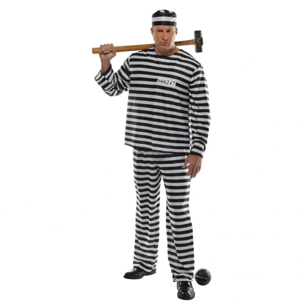 Amscan Convict Prisoner Jail Prison Halloween Costume for Men - Plus ...