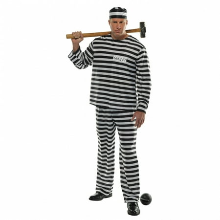 Amscan Convict Prisoner Jail Prison Halloween Costume for Men - Plus Size