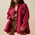 thumbnail image 2 of PENGXIANG Robe Chemise à Manches Longues pour Femmes Automne Couleur Unie Col à Revers, 2 of 6