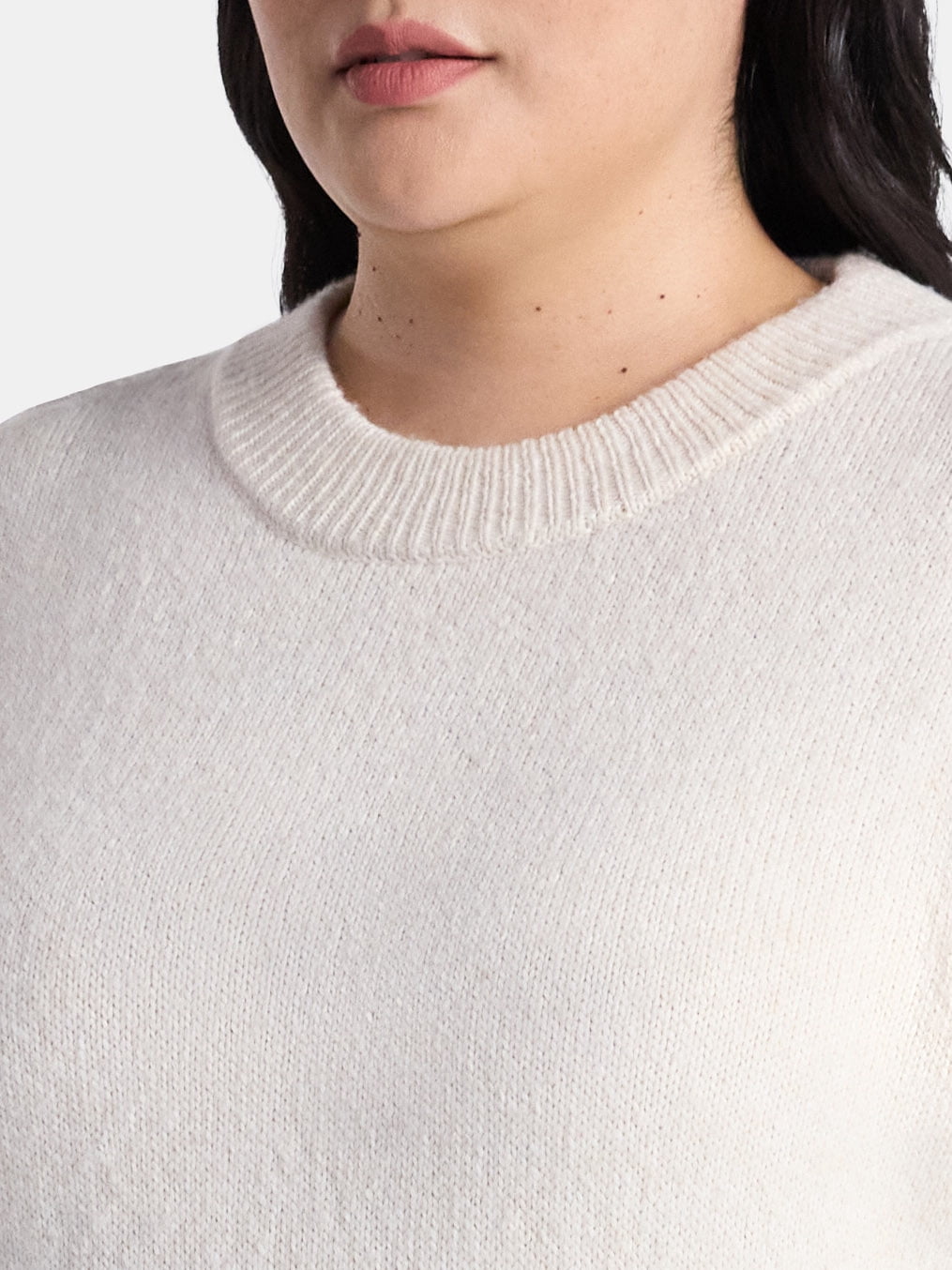 Terra & Sky Women's Plus Cropped Whipstitch Trim Sweater, Lightweight, Sizes 0X-5X