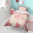 thumbnail image 4 of Red Pink Modern Art Geometric Duvet Cover and Pillowcase Set for Single Bedding, Bedroom Accessories for Kids Teens, 4 of 5