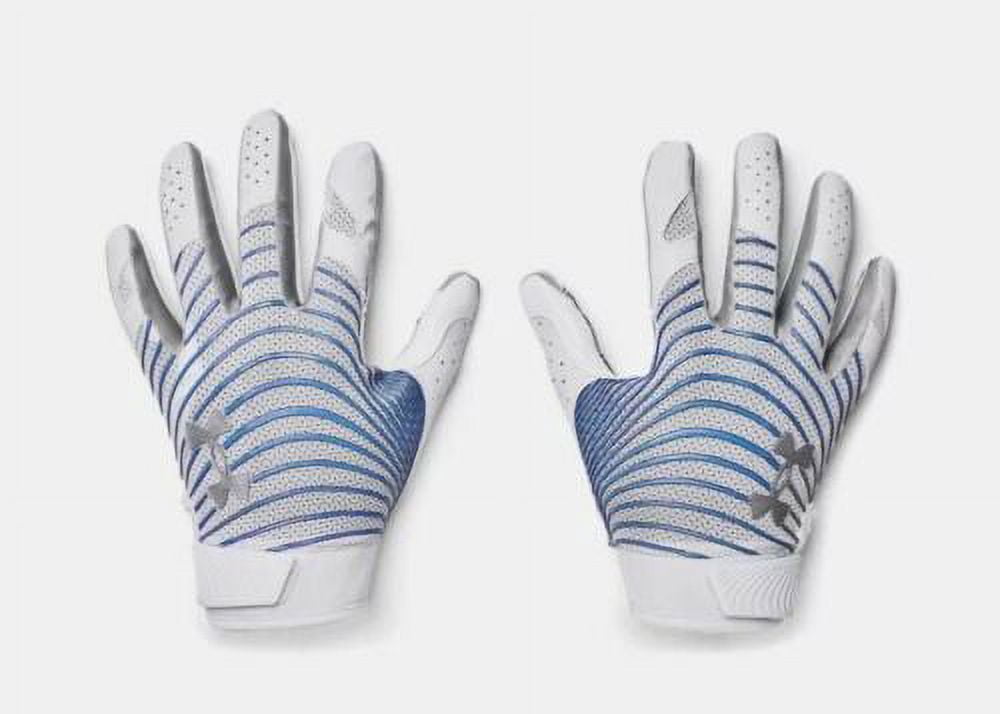 Under Armour Men's UA Blur Limited Edition Football Gloves 1360947-102 White/Carolina Blue/Metallic Silver