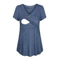 thumbnail image 2 of Gelikeya Womens Nursing Shirts for Breastfeeding with Hidden Zipper V Neck Short Sleeve Loose Fit Maternity Tops Blue, Size S, 2 of 7