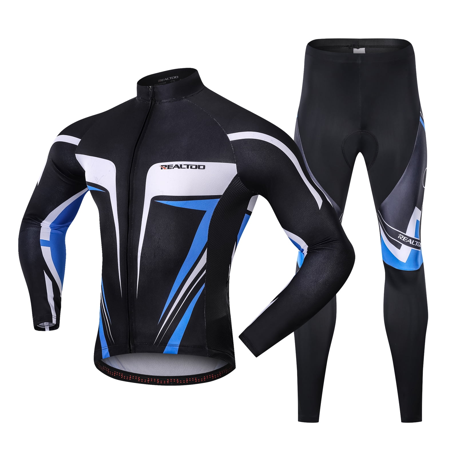 Winter Cycling Suit Jersey Long Sleeves Bike Breathable Set Clothing Jacket Full Zipper 9D Gel Padded Bib Pants Set for Race MTB Bicycle