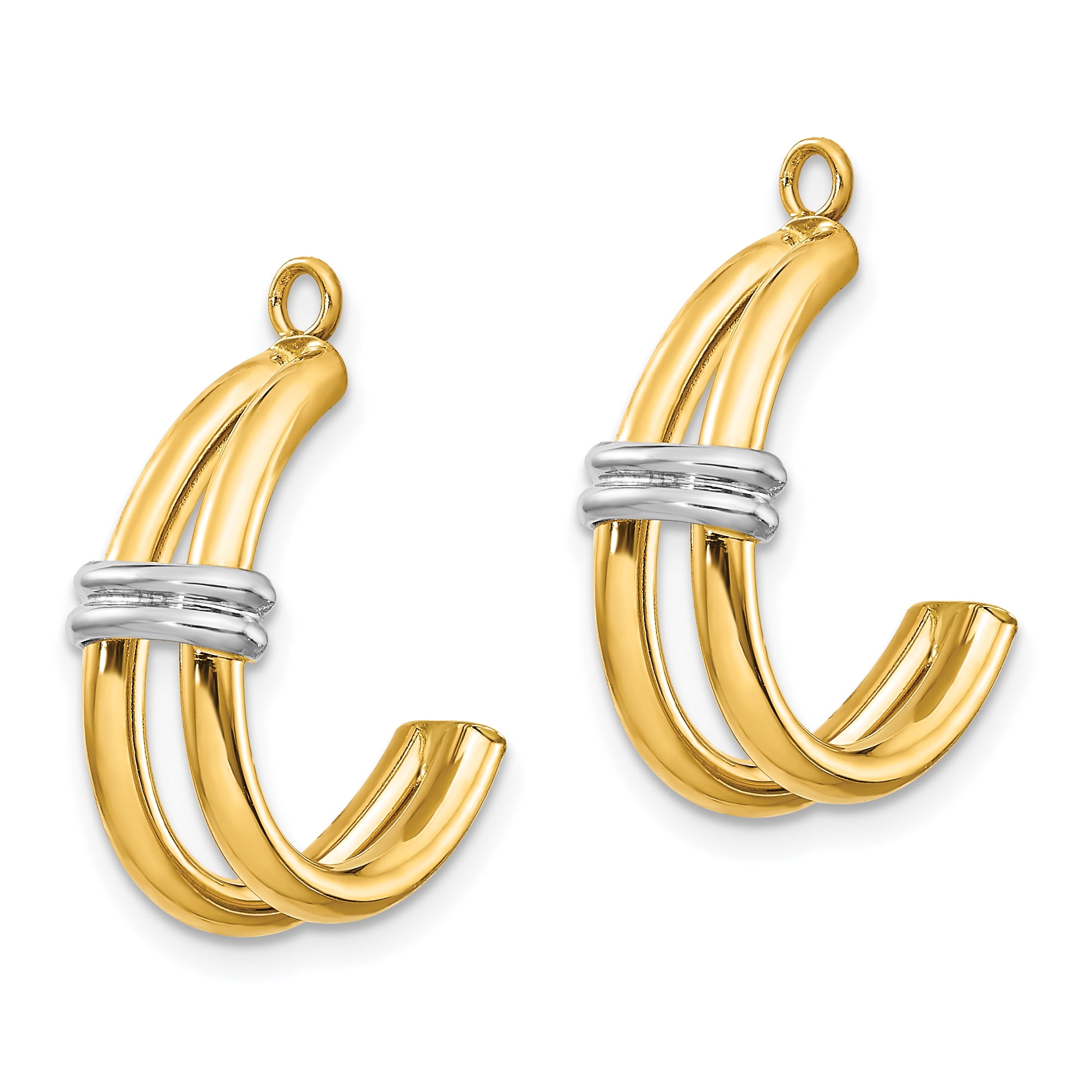 14kt Yellow Gold Polished Double Hoop Earring Jackets