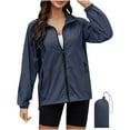 thumbnail image 2 of jjayotai Rain Jacket, Womens Lightweight Waterproof Windbreaker Jackets Hooded Packable Rain Coats with Pockets Navy XL, 2 of 9