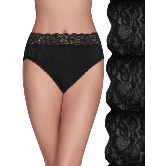 Vanity Fair Lingerie Women's Flattering Lace Hi-Cut Underwear, 3-Pack