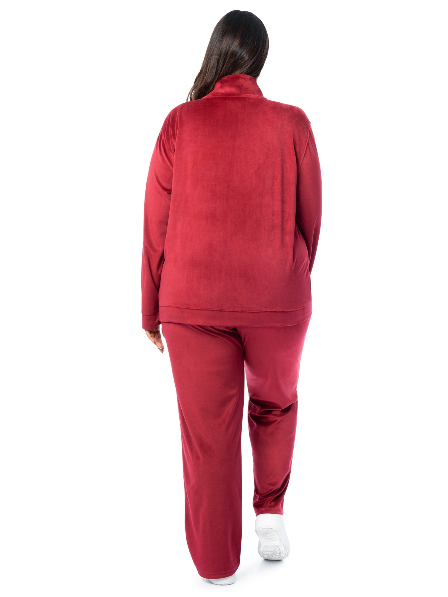 Athletic Works Women's Plus Active Velour Zip-up Jacket and Pant Tracksuit Set, Size 1X-4X