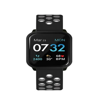 iTECH Fusion 2 S Smartwatch Fitness Tracker, Heart Rate, Step Counter,  Monitor, Message, IP67 Water Resistant Men and Women, Touch Screen, Compatible with iPhone and Android (Grey Perforated)