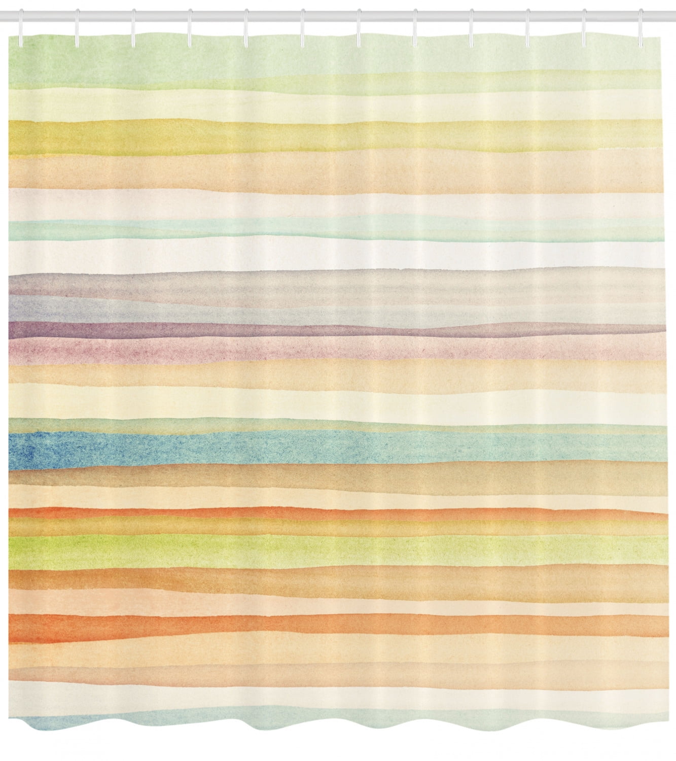 Pastel Shower Curtain Horizontal Watercolors Stripes Acrylic Artistic Elements Liquid Brushstrokes Print Fabric Bathroom Set With Hooks Multicolor By Ambesonne Pastel Shower Curtain Horizontal