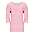 thumbnail image 7 of Jsaierl 3/4 Sleeve Womens Tops Summer Button Up Round Neck Shirts Cute Striped Ladies Blouses Going Out Dressy T-shirts Top S-3XL, 7 of 7