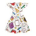thumbnail image 4 of Grblisyd Little Girls Back to School Dress Cute Print Flutter Dresses Cartoon Pencil School Print Dresses First Day Of School Outfits For Girls, 4 of 4