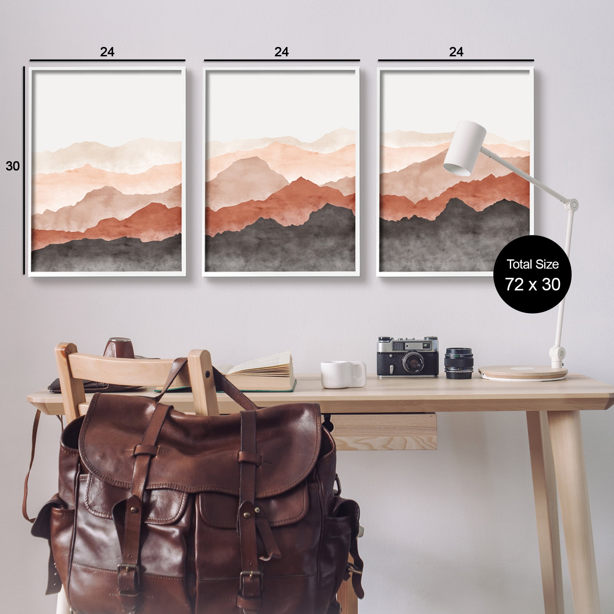 Stupell Southwestern Crags Mountain Peaks Landscape Painting White Framed Art Print Wall Art, Set of 3