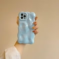 thumbnail image 3 of for iPhone 14 Pro Case 6.1 Inch Cute Wave Pattern Aesthetic Phone Case 3D Curly Wavy Shape Plating Glitter Bling for Women Girls Soft Bumper Silicone Shockproof Case, Cream Blue, 3 of 9