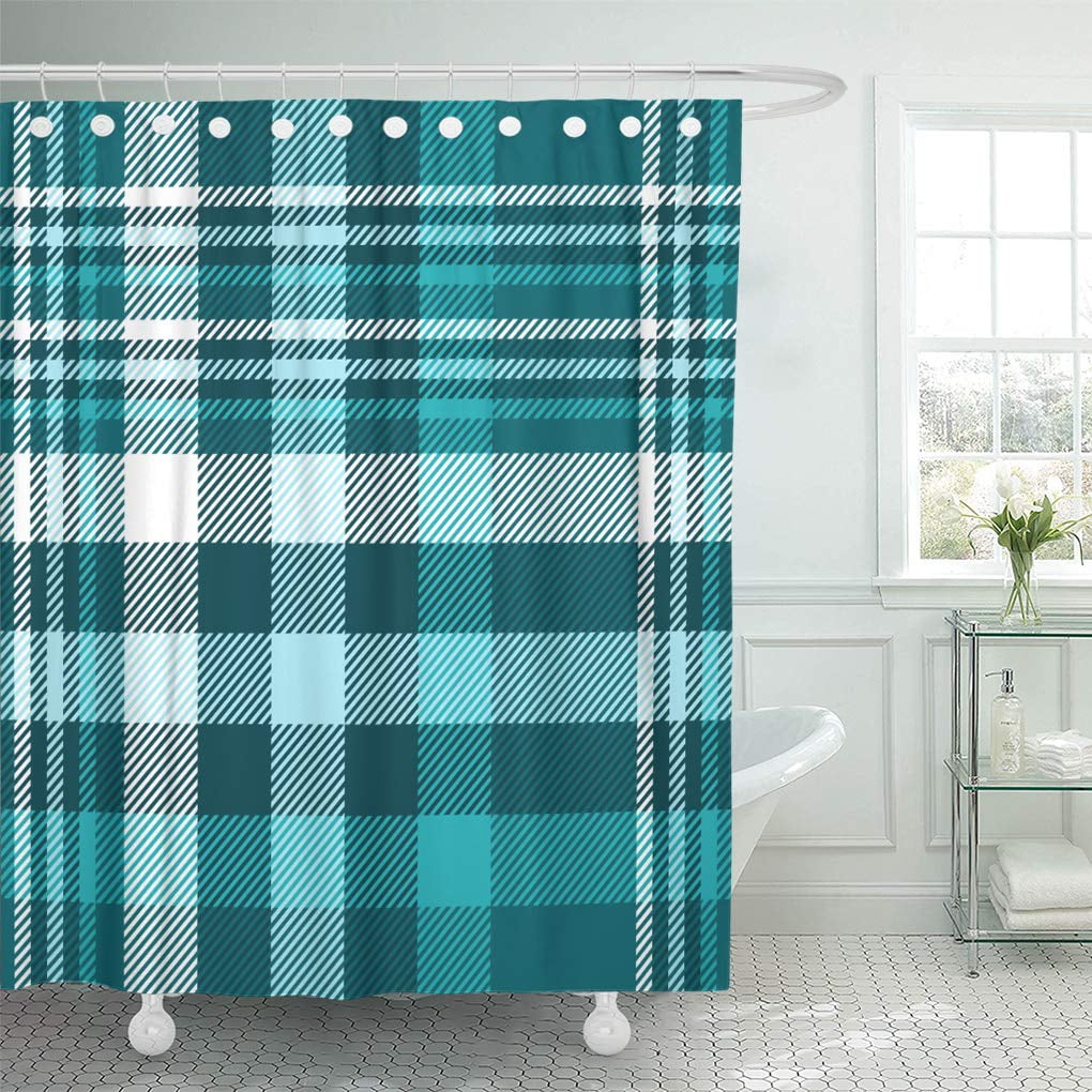 KSADK Abstract Plaid Pattern in Shades of Teal Green Blue and White