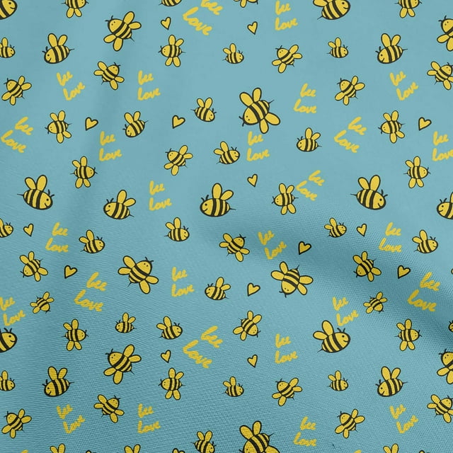 oneOone Viscose Jersey Blue Fabric Honey Bees Sewing Craft Projects Fabric Prints By Yard 60 Inch Wide
