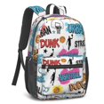 thumbnail image 2 of Basketball and Graffiti White Pattern 17" School Backpacks for Teens,Waterproof Oxford Fabric,S-Shape Padded Straps for School,Travel,Hiking,Camping, 2 of 6