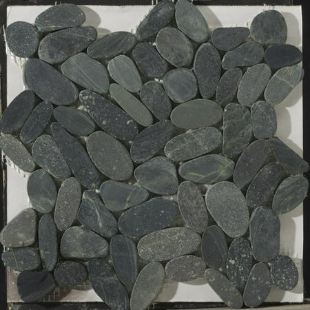 Emser Tile Natural Stone Random Sized Marble Pebble Tile in Graphite