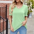 thumbnail image 2 of Tunic Tops to Wear with Leggings Solid Color Soft Lightweight Summer Shirts V Neck Short Sleeve Casual Work Blouses, 2 of 5
