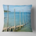 thumbnail image 2 of Designart Wooden Piers by Blue Sea - Seascape Throw Pillow - 18x18, 2 of 5