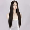 thumbnail image 4 of European Human Hair Blend Long Straight Lace Front Wig Middle Part Natural Synthetic Fiber Headpiece For Women, 4 of 8