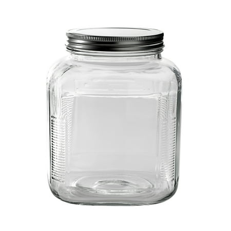 Anchor Hocking Clear Glass Cracker Jar with Brushed Aluminum Lid, 1 Gallon - 4 Pack