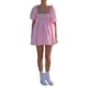 thumbnail image 2 of VISgogo Vestido corto femenino, cuello cuadrado de color sólido, manga corta abullonada, corte bajo, de una pieza para verano, rosa/amarillo, S/M/L/XL/XXL VISgogo  moda, 2 of 9