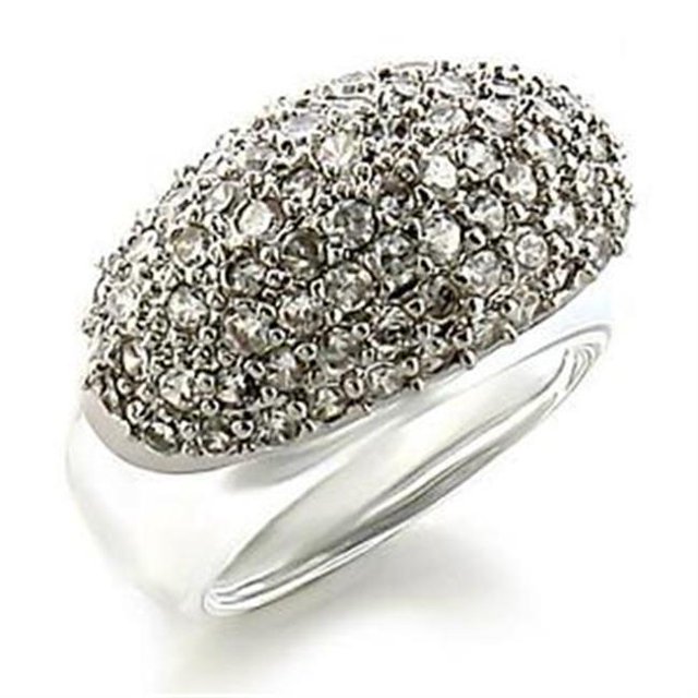 Alamode LOA578-7 Femmes Anneau en Laiton Rhodié avec AAA Grade CZ en Clair - Taille 7