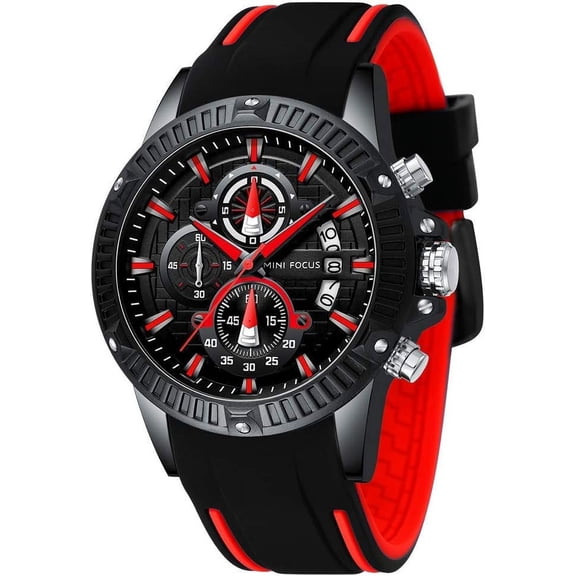 Mens Watches Military Sports Watch (Chronograph/Waterproof/Luminous/Calendar) Silicon Band Quartz Watch for Men