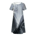 thumbnail image 4 of under $5 JINMGG Summer Dresses 2026, Dresses for Women 2026 Women's Summer Bohemian Print Short Sleeve Beach Dress Knee Length Dress Dark Gray M, 4 of 5
