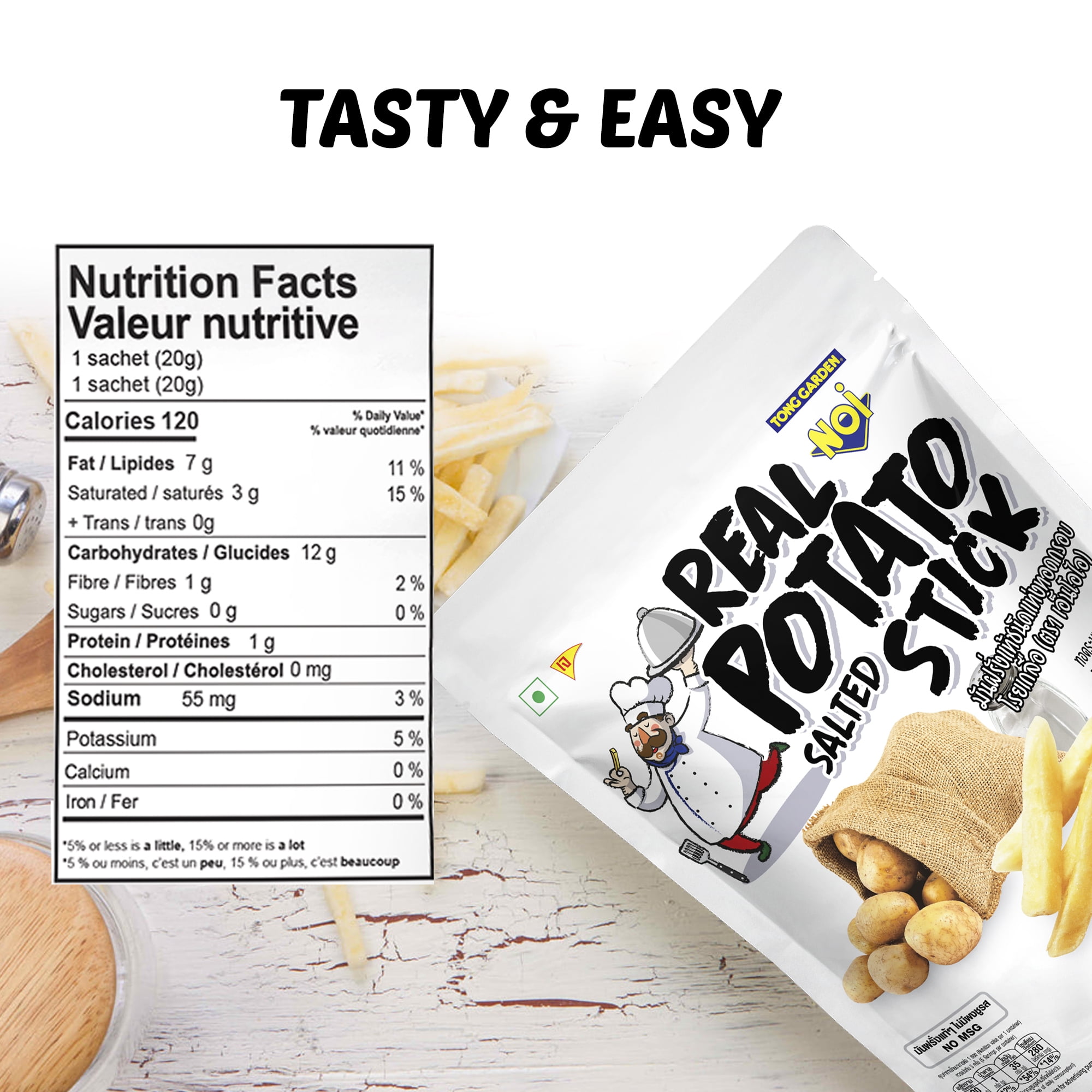 Bâtonnets de pommes de terre salées Tong Garden Noi Real, 100 g