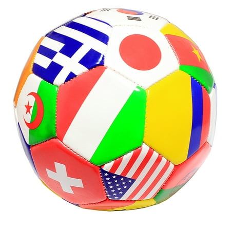 New Football Ball - High Quality Pro Perrini Indoor Outdoor Multi-Flag Pattern Soccer Ball Size 5