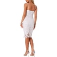 thumbnail image 3 of INSPIRE CHIC Lace Dress for Women's Spaghetti Straps Bodycon Sleeveless Cocktail Party Midi Dresses S White, 3 of 6