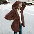 thumbnail image 5 of Womens Fuzzy Fleece Cardigan Jacket Hooded Open Front Sherpa Coat Outwear with Pockets, 5 of 7