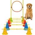 thumbnail image 1 of 6 Sets Dog Agility Hurdle Cone Set, Adjustable Obstacle Training for Puppy, Pet Crossbar Combo for Beginners for Backyard, 5 Sets x Pole Obstacles,1 Set x Hoop Jump, 1 of 6