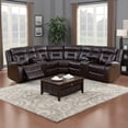 thumbnail image 6 of Benjara 3pc Sectional Motion Power Recliner Sofa Set- Dark Brown Faux Leather, 6 of 6