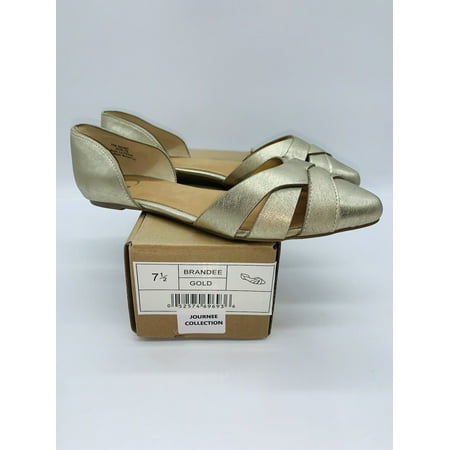 Journee Collection Women's Brandee Slip On Pointed Toe Flats Gold US 7.5M