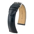 thumbnail image 1 of Hirsch Earl Alligator Watch Strap - Black - L - 22mm - Silver Buckle - Alligator Leather Band, 1 of 9