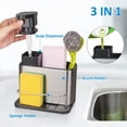 thumbnail image 2 of Dispensador de jabón de fregadero de cocina 3 en 1 soporte de esponja antióxido fregadero de acero inoxidable almacenamiento estante de drenaje, 2 of 6