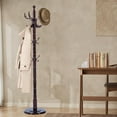 thumbnail image 3 of Coat Rack Freestanding, Hall Tree with 14 Hooks, Heavy Duty Wooden Coat Tree Stand, Adjustable Height, Sturdy Base for Bedroom Hallway Office - Load 300lbs, 3 of 8