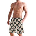 thumbnail image 2 of Dailycode Men's Quick Dry Swim Trunks Beach Shorts Casual Summer Board Shorts with Pockets, White Flowers on Black, 2 of 8