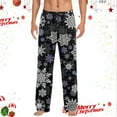 thumbnail image 2 of Mens Xmas Pjs Elastic Waist Christmas Print Holiday Casual Pants Bottoms Celebrating Xmas Gifts Loose Fit Sleepwear for Men ZA Black M, 2 of 4