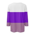 thumbnail image 4 of CLOISE Womens Tops Fall Fashion Striped Shirts Crew Neck 3/4 Sleeve Blouses Casual Color Block Basic Tees Flowy Outfits Purple L, 4 of 4
