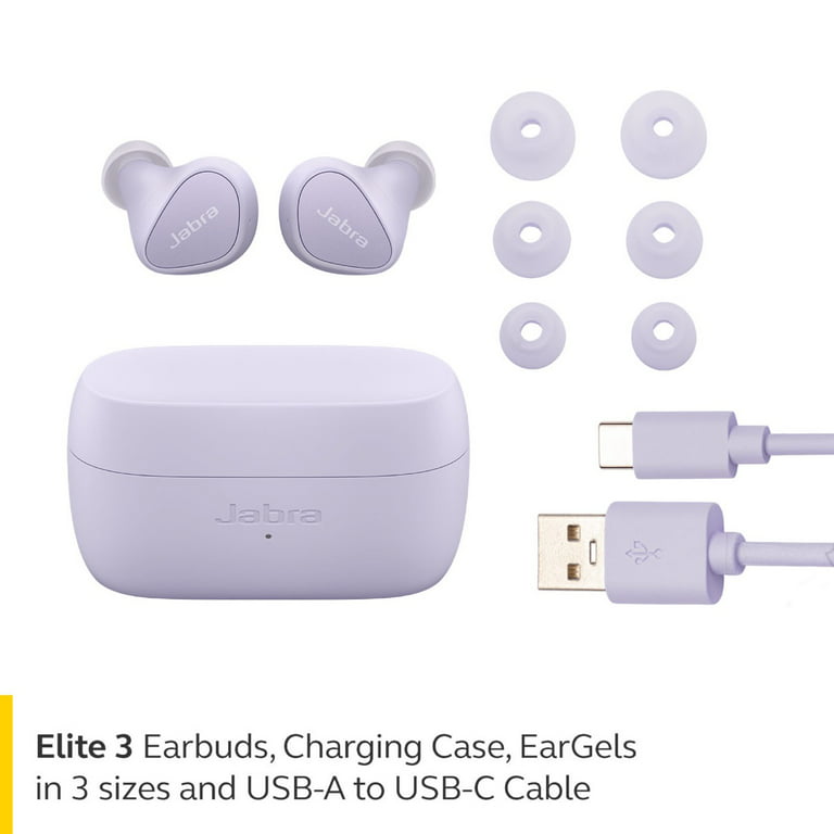 Jabra Elite 3 Isolating, Ear Lilac Noise Wireless Bluetooth Earbuds, in